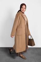 Tesettür giyim KAHVE ALVİNA KLASİK DÜĞMELİ KABAN 90074 