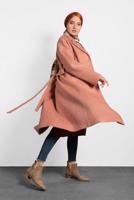 Tesettür giyim PEMBE ALVİNA KLASİK DÜĞMELİ KABAN 90074 