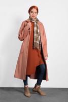 Tesettür giyim PEMBE ALVİNA KLASİK DÜĞMELİ KABAN 90074 