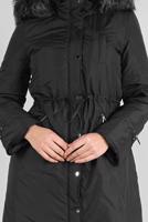 Tesettür giyim SİYAH ALVİNA BELİ BAĞCIKLI KAPÜŞONLU KABAN 90083