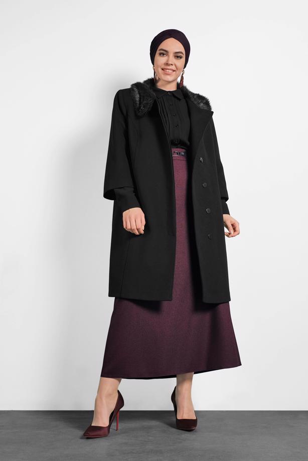 Hijab clothing BLACK ALVINA THREE-QUARTER COAT 90086  - TRENDTESETTÜR