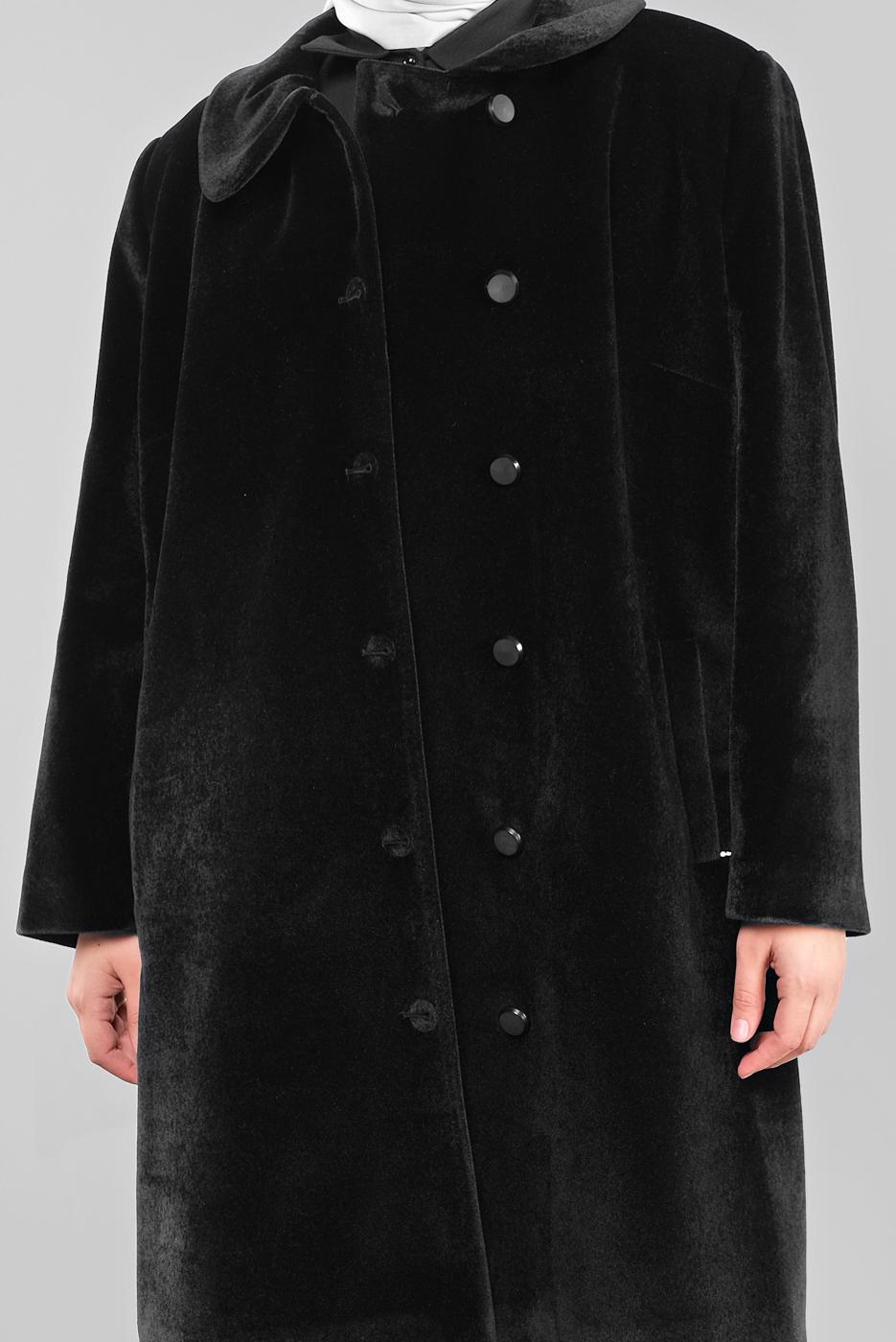 Hijab clothing BLACK ALVINA PETER-PAN COLLAR COAT 90088 