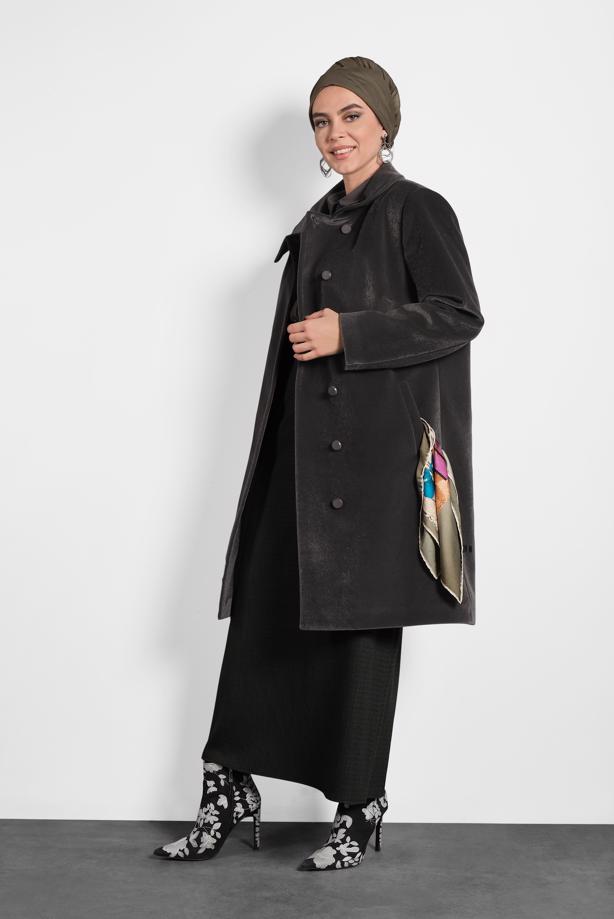 Vêtements hijab GRIS ALVINA CABAN À COL CLAUDINE 90088  - TRENDTESETTÜR