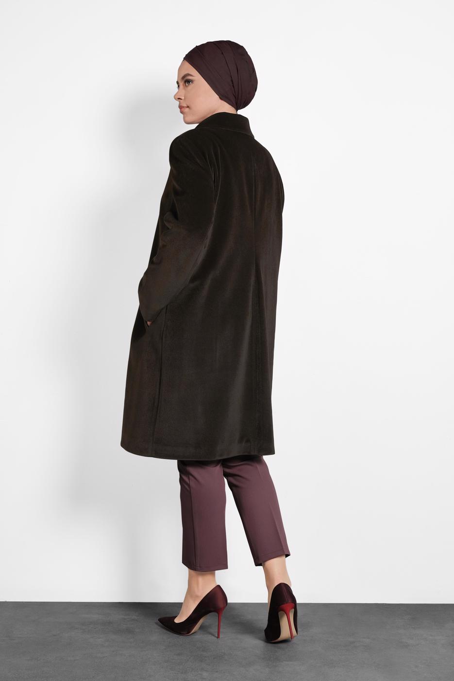 Vêtements hijab BRUN ALVINA CABAN À COL CLAUDINE 90088 