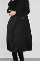 Tesettür giyim SİYAH KAPÜŞONLU FERMUARLI KABAN 012