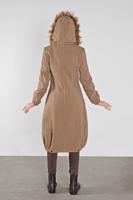 Tesettür giyim KAHVE KAPÜŞONLU FERMUARLI KABAN 012
