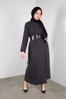 Tesettür giyim GRİ KAZAYAĞI KABAN 0155 
