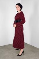 Tesettür giyim BORDO KAZAYAĞI KABAN 0155 