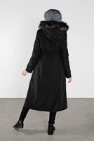 Tesettür giyim SİYAH KAPÜŞONLU KABAN 453