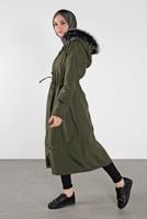 Vêtements hijab KAKI CABAN AVEC CAPUCHE 453 