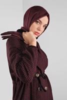 Tesettür giyim BORDO PAMUKLU KAZAYAĞI KABAN 0855 