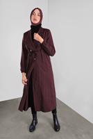 Tesettür giyim BORDO PAMUKLU KAZAYAĞI KABAN 0855 