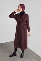 Tesettür giyim BORDO PAMUKLU KAZAYAĞI KABAN 0855 