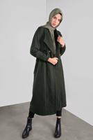 Tesettür giyim HAKİ PAMUKLU KAZAYAĞI KABAN 0855 