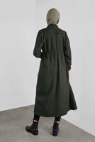 Tesettür giyim HAKİ PAMUKLU KAZAYAĞI KABAN 0855 