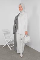 Hijab clothing BLACK COTTON HOUNDSTOOTH COAT 0855 