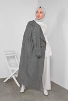 Hijab clothing BLACK COTTON HOUNDSTOOTH COAT 0855 