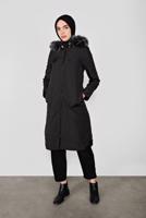 Tesettür giyim SİYAH KÜRKLÜ KAPÜŞONLU KABAN 2004