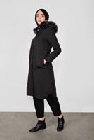 Tesettür giyim SİYAH KÜRKLÜ KAPÜŞONLU KABAN 2004