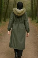 Hijab clothing KHAKI HOODED COAT T 2104
