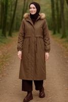Vêtements hijab BRUN MANTEAU À CAPUCHE T 2104