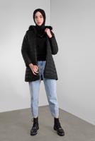 Hijab clothing BLACK HOODED PUFFER COAT 3001