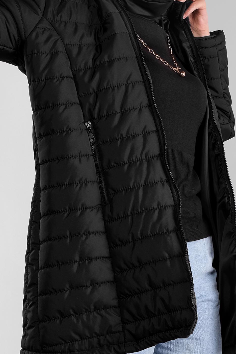 Hijab clothing BLACK HOODED PUFFER COAT 3001