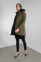 Hijab clothing KHAKI HOODED PUFFER COAT 3001