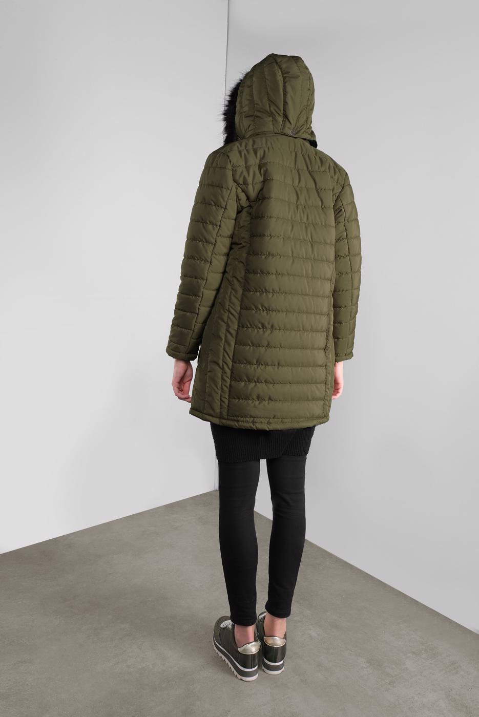 Hijab clothing KHAKI HOODED PUFFER COAT 3001