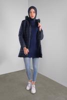 Vêtements hijab BLEU MARINE CABAN RÉMBOURRÉ À CAPUCHE 3001 