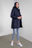 Vêtements hijab BLEU MARINE CABAN RÉMBOURRÉ À CAPUCHE 3001 