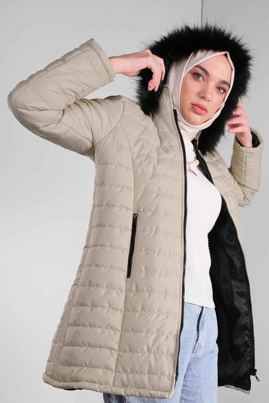 Vêtements hijab BEIGE CABAN RÉMBOURRÉ À CAPUCHE 3001 
