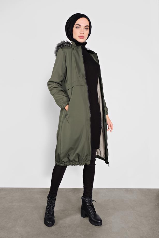 Vêtements hijab  FAUX-FUR-TRIM HOODED COAT 3004 - TRENDTESETTÜR
