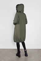 Hijab clothing KHAKI FAUX-FUR-TRIM HOODED COAT 3004