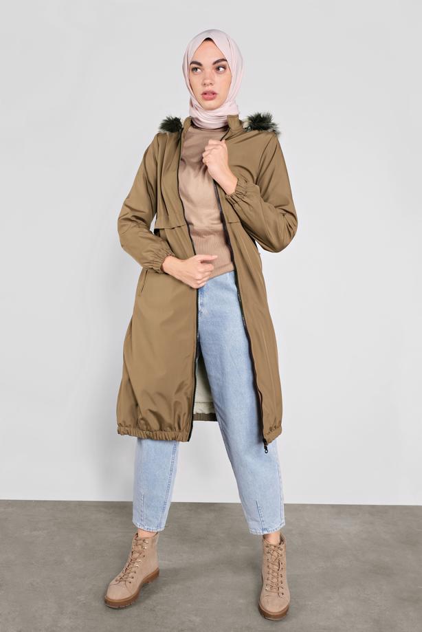 Vêtements hijab  FAUX-FUR-TRIM HOODED COAT 3004 - TRENDTESETTÜR