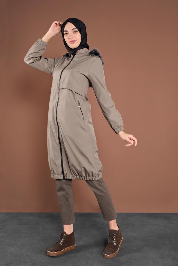 Vêtements hijab  FAUX-FUR-TRIM HOODED COAT 3004 - TRENDTESETTÜR