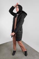 Vêtements hijab NOIR MANTEAU ZIPPÉ À REMBOURRÉ À CAPUCHE 4001 