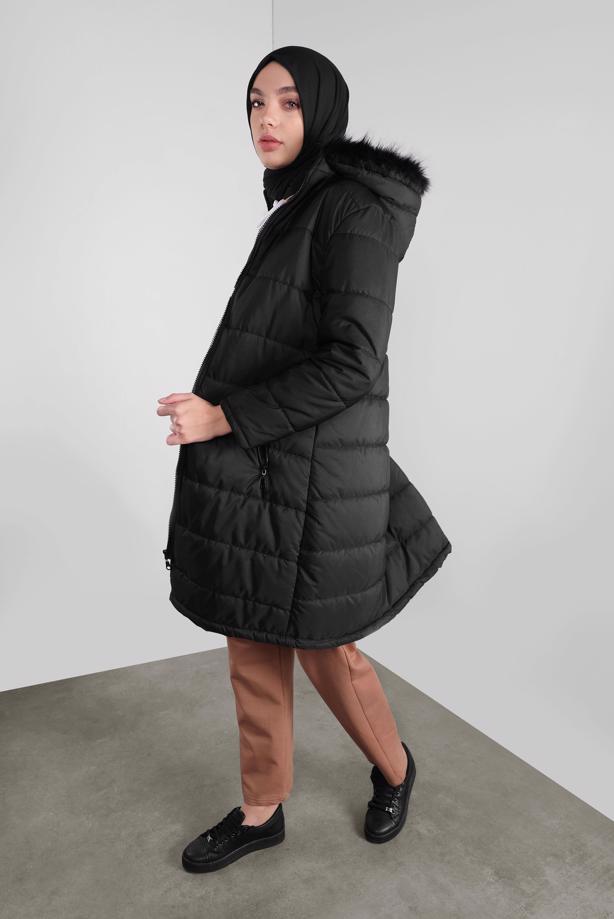 Vêtements hijab  ZIPPED HOODED PUFFER COAT 4001 - TRENDTESETTÜR