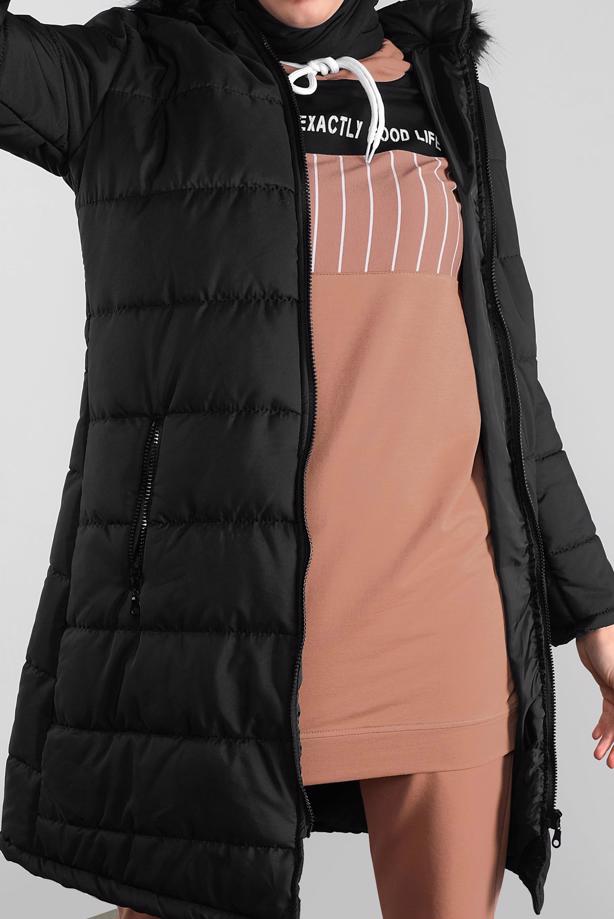 Vêtements hijab  ZIPPED HOODED PUFFER COAT 4001 - TRENDTESETTÜR