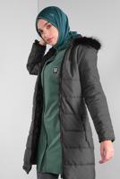 Hijab clothing GREY ZIPPED HOODED PUFFER COAT 4001
