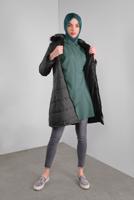 Hijab clothing GREY ZIPPED HOODED PUFFER COAT 4001