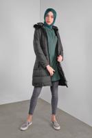Hijab clothing GREY ZIPPED HOODED PUFFER COAT 4001