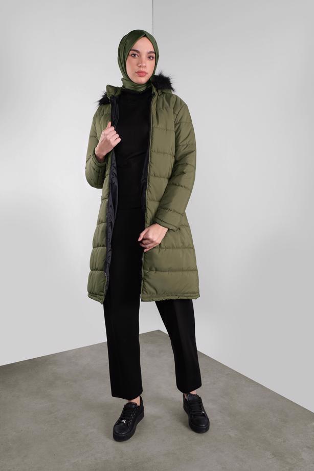 Vêtements hijab  ZIPPED HOODED PUFFER COAT 4001 - TRENDTESETTÜR