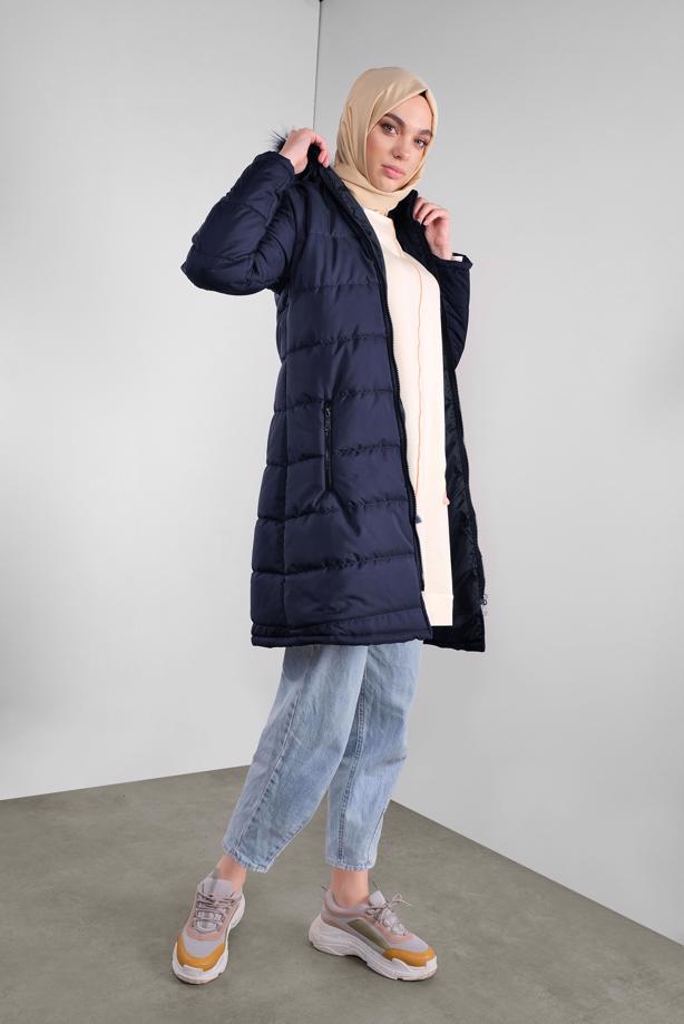 Vêtements hijab  ZIPPED HOODED PUFFER COAT 4001 - TRENDTESETTÜR