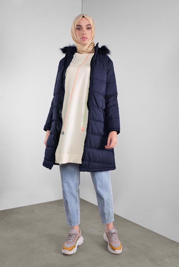 Vêtements hijab  ZIPPED HOODED PUFFER COAT 4001 - TRENDTESETTÜR