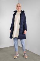 Vêtements hijab BLEU MARINE MANTEAU ZIPPÉ À REMBOURRÉ À CAPUCHE 4001 