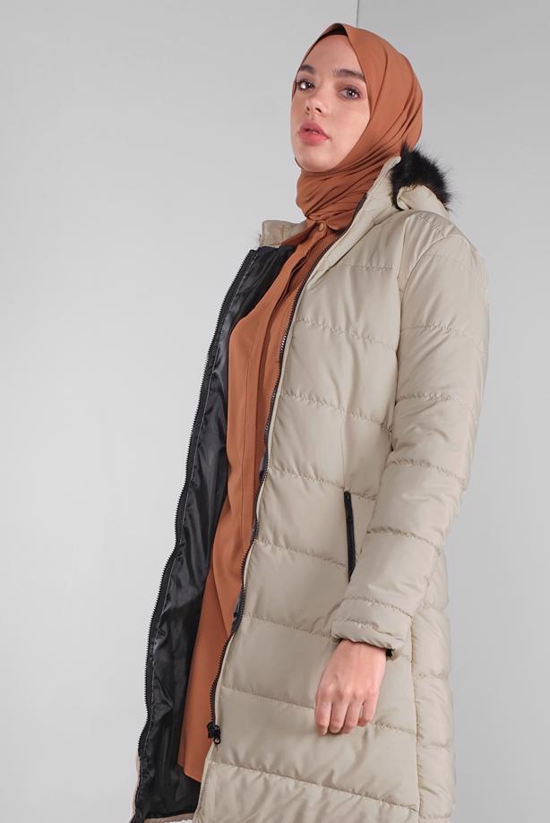 Vêtements hijab  ZIPPED HOODED PUFFER COAT 4001 - TRENDTESETTÜR
