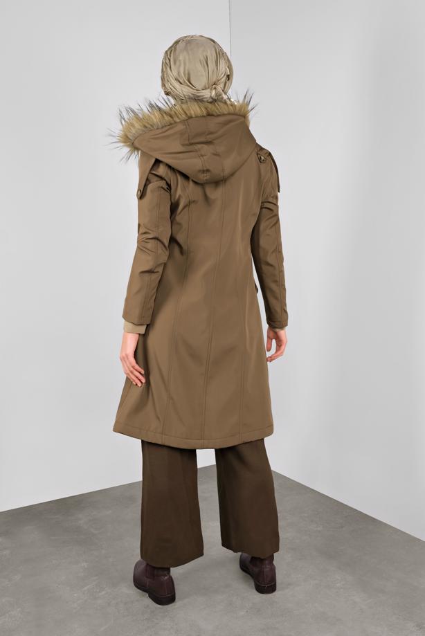 Vêtements hijab  FUR DETAILED PLUSH-LINED COAT 6104  - TRENDTESETTÜR