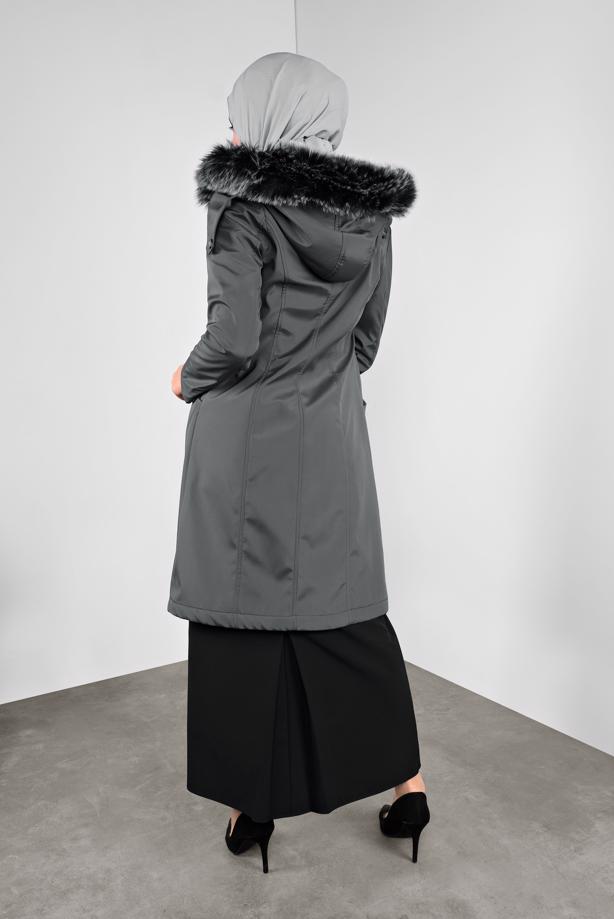 Vêtements hijab  FUR DETAILED PLUSH-LINED COAT 6104  - TRENDTESETTÜR