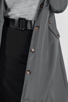 Hijab clothing GREY FUR DETAILED PLUSH-LINED COAT 6104 